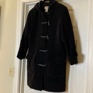 L.L. Bean classic wool-blend black coat, size S